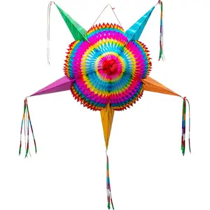 Large 32 Inch Authentic Handmade Foldable Mexican Star Piñata for Birthday Party Fiesta Cinco de Mayo