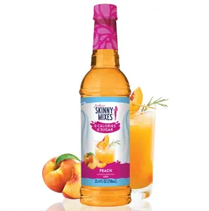 Jordans Skinny Syrup - Peach Zero Calorie Sugar Free 0 Calories 0 Sugar Aroma of Georgia Peaches Versatile Flavor for Beverages