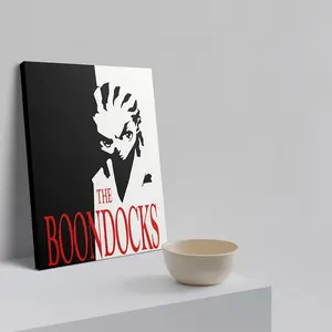 1pc  The Boondocks TV Show Anime-Style Character Poster - Iconic Black & White Theme with Red Logo, Square Wall Art for, Office & Game Room Decor - Officially Inspired Collectible for Fans (Canvas Print)
