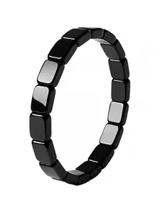 2-piece men's hematite bracelet, regain sharpness and confidence, natural hematite bead elastic bracelet, inspirational gift jewelry