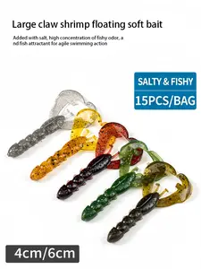 30/15pcs Floating crayfish soft bait for fishing. Soft plastic crayfish bait, artificial crayfish, with its own attractive scent, suitable for bass, catfish, snakehead, mandarin fish, etc.