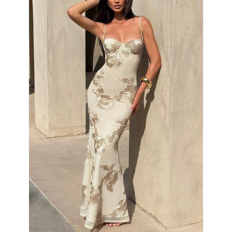 Women's Summer New Style Sexy Slimming Backless Tie Waist Long Dress, Elegant European Fashion, Perfect for Parties & Casual Wear