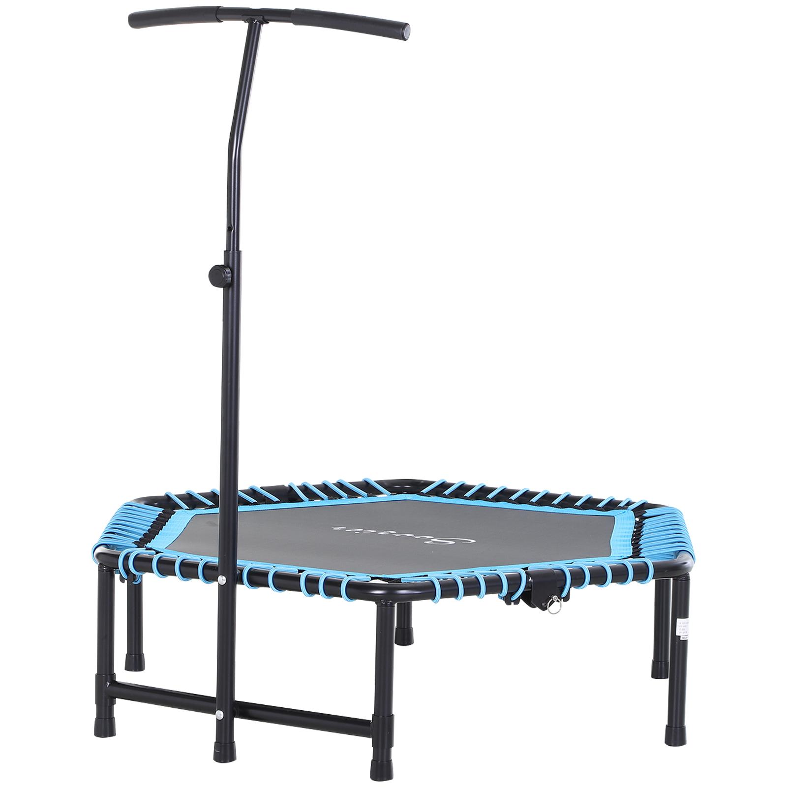 SAVEYOUR Portable Foldable Fitness Trampoline Rebounder 4.5ft with Adjustable Safety Bar Durable Steel Construction for Indoor Outdoor Use