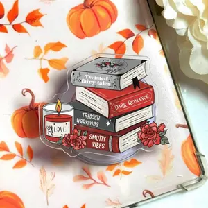 Cute Dark Romance Book Stack Phone Grip - Magnetic Pop Socket & Kickstand - Smut Reader Aesthetic Gift