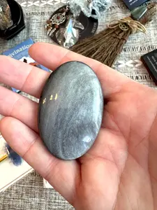 Silver Obsidian Palm Stones