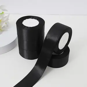 5 rolls of black silk 4cm ribbon