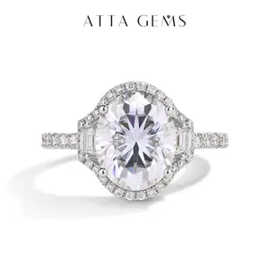 Luxury Style Oval Cut 5CT D Color VVS1 Synthetic Moissanite Ring for Women Wedding Band Engagement Gift Fine Jewerly R140