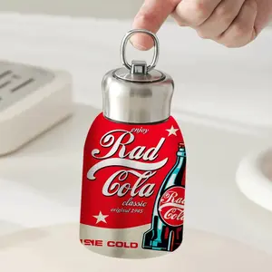 Stainless steel outdoor sports travel hiking camping kettle, retro soda pop art design, portable and lightweight thermos cup, suitable for gym, running, beach travel and daily use