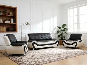 3 Piece Leather Sofa Set, Modern Living Room Furniture with 3-Seater Sofa, Loveseat & Armchair,Contemporary Couch Set for Home Decor,Minimalist Style Material, Easy Assembly, Comfy
