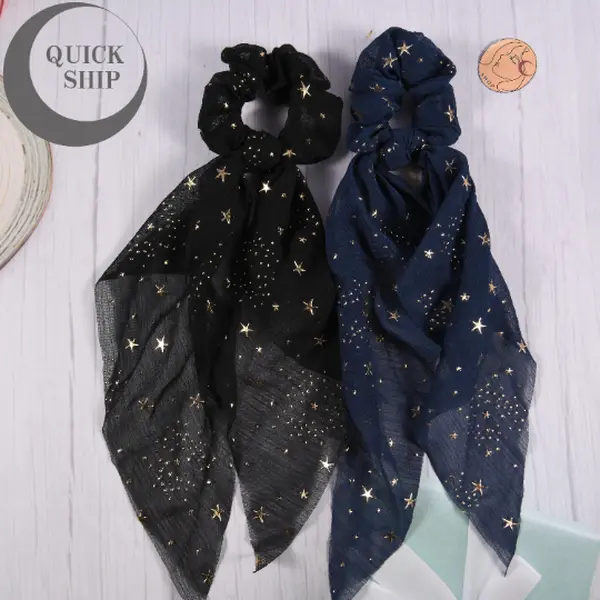 Star Hair Scarf Scrunchies - Elastic Hair Tie for Women, Star Print Design, Versatile Accessory for Any Occasion, Ideal for Women