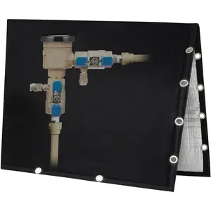 30" W x 24" H Backflow Preventer Insulation Cover, Black Aluminum Foil Insulated Pipe Pouch for Winter Freeze Protection, Waterproof Outdoor Sprinkler Valve System & Well Pump Cover