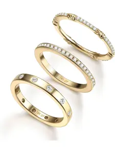 Gold Plated Rings for Women Non Tarnish Stackable Cubic Zirconia Rings Dainty Pinky Ring Set Size 5 to 10