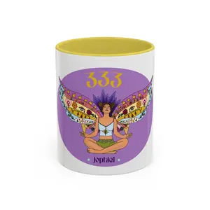 Archangel Jophiel Colorful Mug 11 oz, Angel Number Ceramic Mug, Cute Mug, Spiritual Gift Drinkware Glossy
