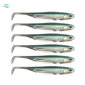 6Pcs Soft Paddle Tail Swimbaits Soft Fishing Lures Lifelike Swim Shad Minnow Lures Freshwater Saltwater Soft Bait Ideal for Bass Trout Pike Drop Shot Rig Fishing Tackle Gear