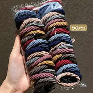 Solid Color Hair Ties, High Stretch Hair Ties, Casual Simple Hair Accessories for Women & Girls, Minimalist Headwear Suitable for Thick Hair, Rubber Band