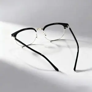 Blue Light Blocking Glasses, Retro Browline Eyeglasses for Men Women, Ultra Lightweight Metal & PC Frame, Clear Computer Eyewear, Anti Glare UV400 Protection, for Work, Gaming & Daily Wear