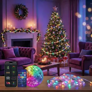33ft Smart Fairy Lights, RGB Color Changing LED String Lights with App & Remote Control, Music Sync, USB Powered for Bedroom, Gaming, Christmas Decor