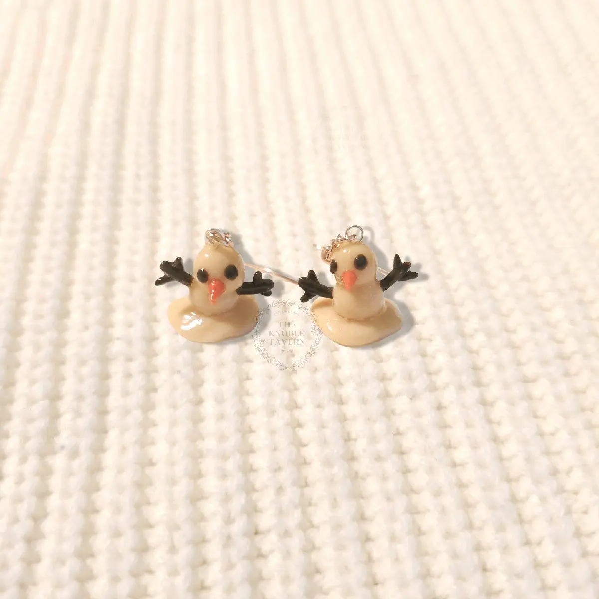 Melted Snowmen Earrings Handmade Polymerclay