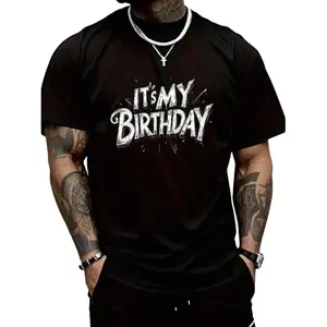 100% Cotton Its My Birthday Shirt Gifts Men Husband Boyfriend Brother Birthday Party Apparel Graphic Tee Graphic Vintage Printed Casual Round Neck Tshirt.Jpg Men's Men&Women's Vintage Summer Vacation Tops Graphic Tee
