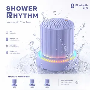 IPX5 waterproof bathroom shower speaker, magnetic suction knob speaker, 3D surround sound quality, suitable for both home relaxation and outdoor entertainment.