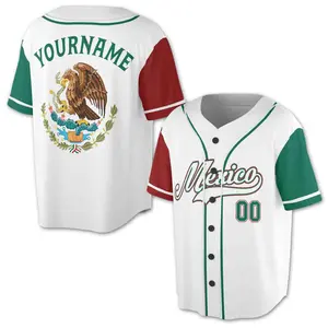 Personalize Team Name, Name and Number Mexico Mexican Coats of Arm Kid Youth Adult Baseball Jersey Shirt