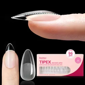 Beetles Tipex Instant Apex Nail Extension Tips Kit - 224Pcs Kit 96/192/512Pcs Stock Up Almond/Oval Shape Thick Acrylic Nail Flat Nails Manicure Gel press ons Nail Art DIY Nails Art # Easter'sGift