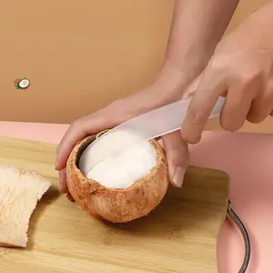 Heavy Duty ABS Coconut Shell Opener with Soft Blade and Protective Cover- Multifunctional Coconut Opener for Easy Scooping of Coconut Meat, Durable Plastic Material Suitable for Camping and Kitchen Use, Designed for Coconuts and Nut Shells