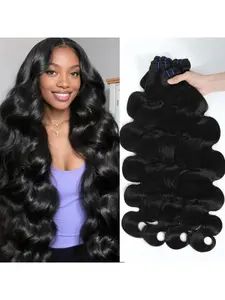 100% Raw Unprocessed Virgin Premium Human Hair 10-32 Inch Straight Body Deep Wave Bundles, Hair Weave Extensions, Weft Hair Extensions, for Quick Weave Natural Black Cuticle Aligned Tangle Free Remy Hair Sew in Glue in Weave