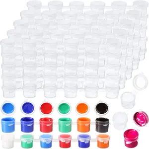 100 Strips 600 Pots Empty Paint Pots with Lids Mini Plastic Paint Storage Container Strips Art Painting Craft Supplies for Classrooms Schools Paintings Art Festivals(3 ml/ 0.1 oz)