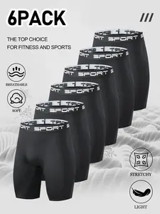 Men's Compression Shorts 6 Pack, Soft Breathable Stretchy Athletic Shorts, Lightweight Sport Base Layer Underwear for Gym Running Workout Training