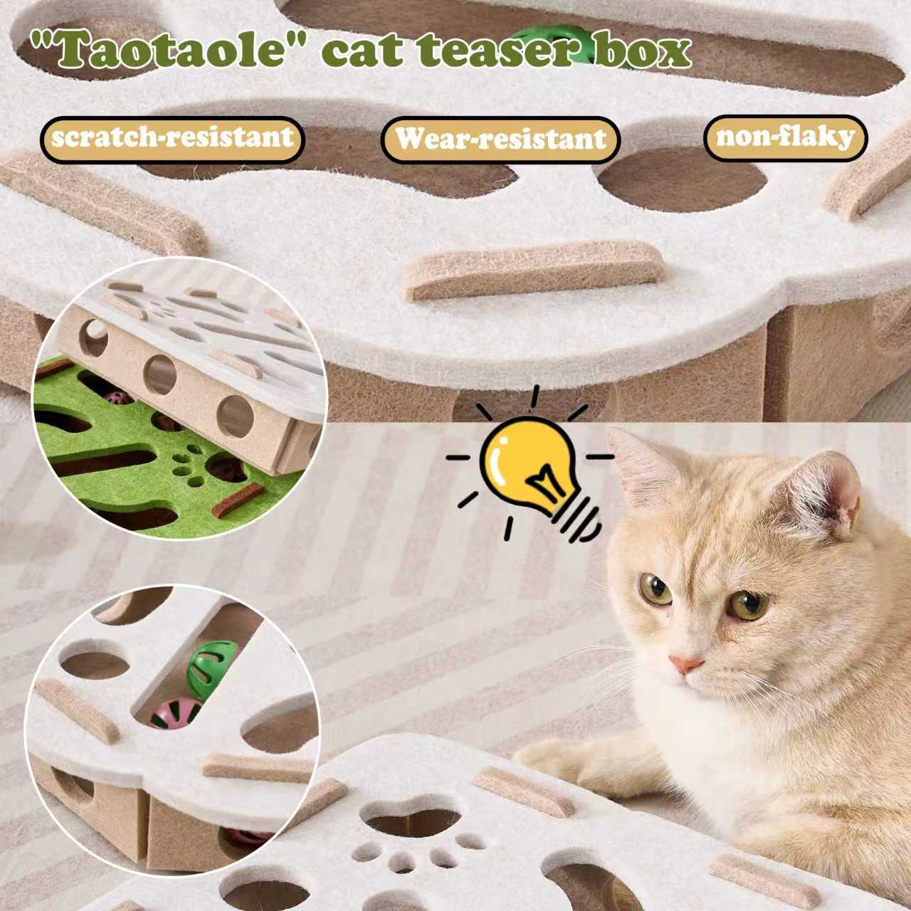 Interactive Cat Puzzle Box with Scratcher Pad – 2-in-1 Cat Toy Bundle for Indoor Cats, Puzzle Feeder & Cat Scratcher Set for Bored Kittens (2-Pack)