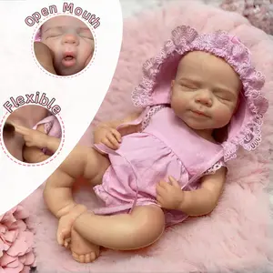 13 Inch Adorable Pascale Full Body Silicone Girl Doll Hand Painted Skin Dress In Pink Suits Flexible Waterproof Can Open Mouth Reborn Doll Toys For Children's Gifts