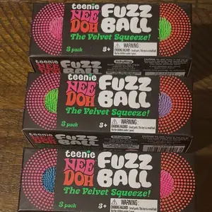 Schylling NeeDoh Teenie Fuzz Ball Pack of 3, Portable Tactile Stress Relief Fidgeting Toy, Anxiety Relief Product, Sensory Bundle for Stress Toys Enthusiasts