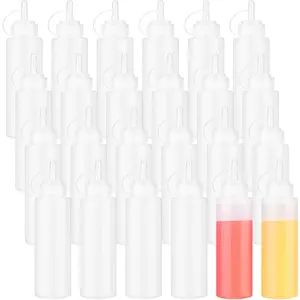 24 count Plastic Condiment Squeeze Bottles Squeeze Leak Proof Multipurpose  Bottles with Twist Top Cap for Sauces Ketchup BBQ Syrup Dressings  Grilling Crafts Olive Oil Arts(8 oz)