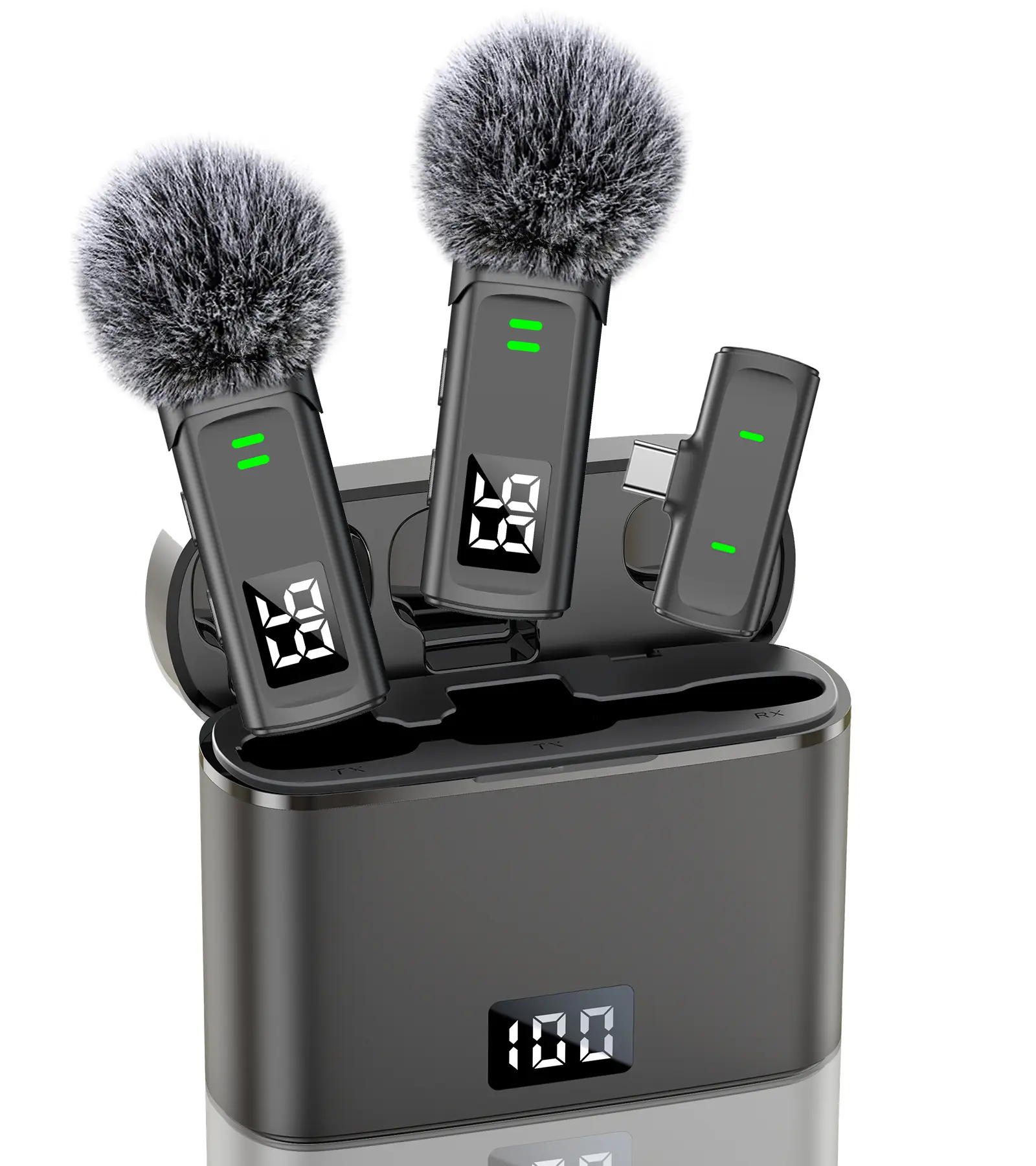 Wireless Lavalier Condenser Microphone for iPhone 13-14 - Chargeable Noise-Canceling Mic with 35H Charging Case, 75FT Transmission, Plug-and-Play, Polypropylene Bag for Podcast Setup, Content Creators, Casual Use