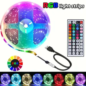 Adjustable RGB Light Strip, USB Powered, Wall Mounted Installation, 44-Key Remote Control, Dimmable Feature, Color Changing LED Strip for Bedroom Living Room Kitchen Home Ambiance, Led Ambient Lighting, Led Strip Lights, LED Lights Strips