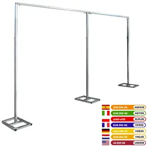 10x20Ft Wedding Party Backdrop Stand Pipe Kit Heavy Duty Photography Background Support System Curtain Frame Wedding Arch Silver Decoration Flower