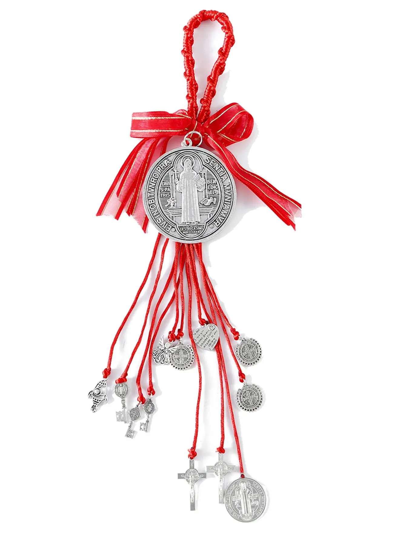 Saint Benedict Medal Protection Blessing Charm Catholic San Benito Medalla Handmade Jewelry Christmas Halloween Gift Charms Car Hanging Charm for Men