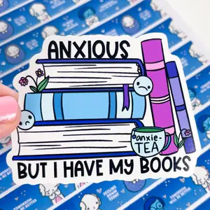 Anxious But Books Vinyl Die Cut Sticker