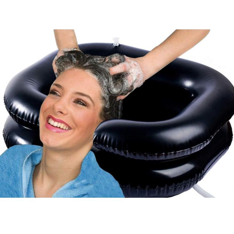 Mobile Salon - Portable Inflatable Rinse Basin for Washing and Cutting Hair at Home and in Bed Without a Salon Chair, inflatable hair washing basin, hair washing basin for bed, portable hair washing basin, hair washing basin for disabled