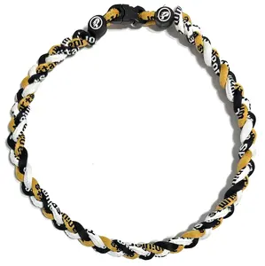 Baseball 3 Rope Braid Tornado Energy Necklace Vegas Gold Black White