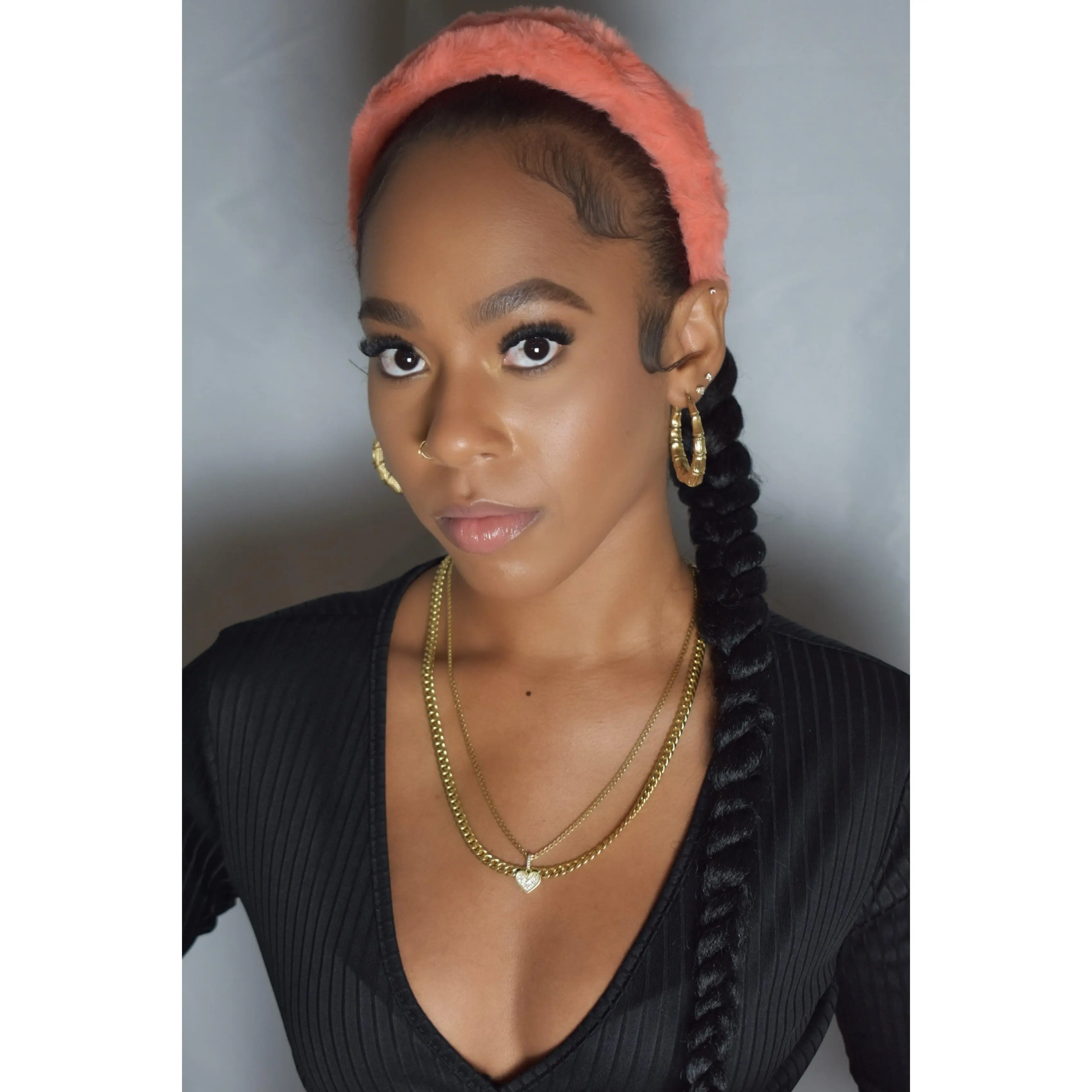 Snow Crown Faux Fur Headband (Coral)