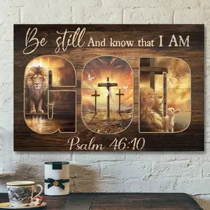 1 Piece Wooden Framed Canvas Painting, Keep Quiet and Know That I Am, High-Definition Prints for Living Room, Bedroom, Bathroom, Office & More, Easy to Hang