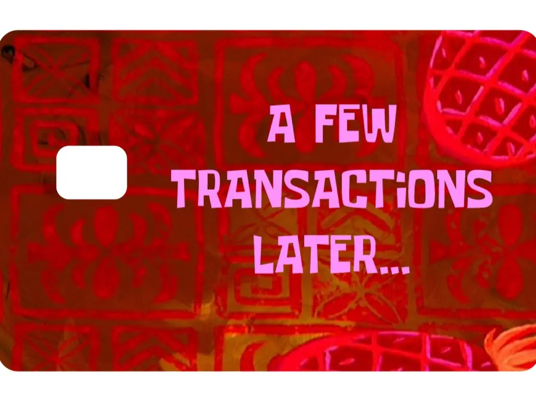 Funny Transactions Later Credit Card Skin, Red Cartoon Meme Wallet Card Cover Sticker Gift