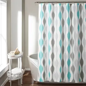 Lush Decor Mid Century Geo Shower Curtain - Lightweight Geometric Print, Suitable for Various Styles