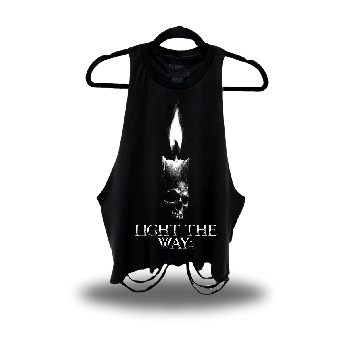 TheDriveClothing Light The Way Road Rash Crop Tank Top – Y2K Streetwear Crop Tee, TikTok Viral Biker Fashion, Grunge Alt Girl Aesthetic, Goth Urban Festival Outfit, Hand-Cut Summer Streetwear