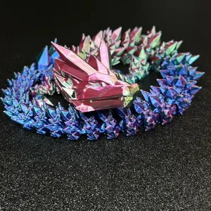 13”!!! Cinderwing3d Flexible Articulating Rainbow Dragon!!! Red, Blue, Green color shifting!