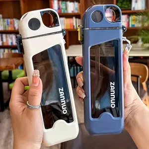 Portable Water Bottle, Leakproof Square Water Bottle with Straw, Drinking Cup for Outdoor Sports Travel, Drinkware