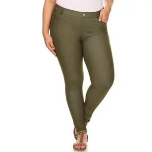 Yelete Cotton-Blend 5-Pocket Skinny Jeggings - Plus Size