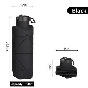 Silicone diamond-shaped foldable water cup 700ml outdoor sports water bottle cross-border pocket portable water bottle
